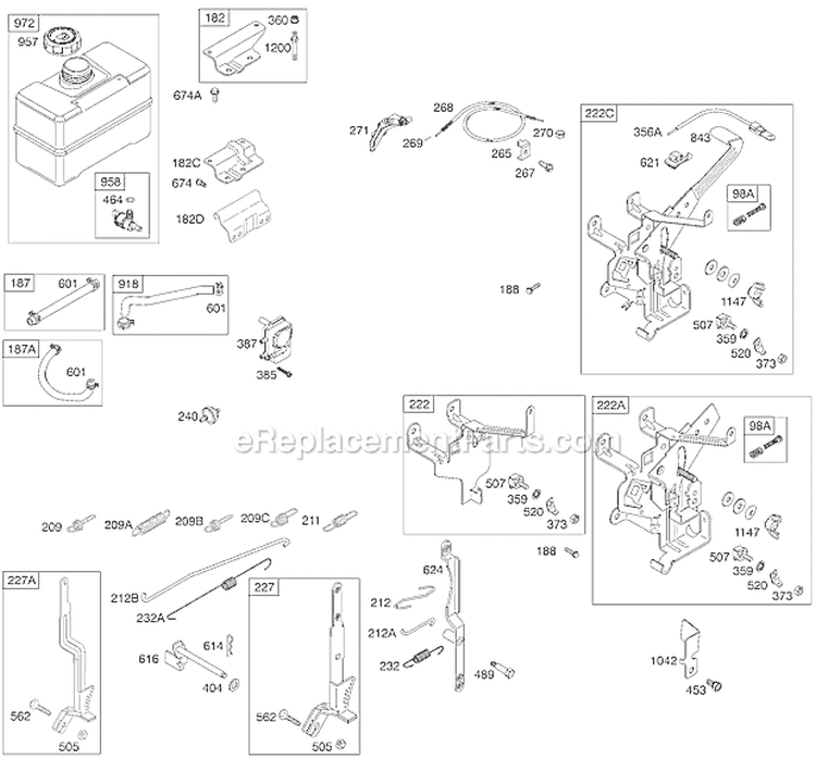Page E Diagram and Parts List for 19G437-1190-E1  Briggs and Stratton Engine